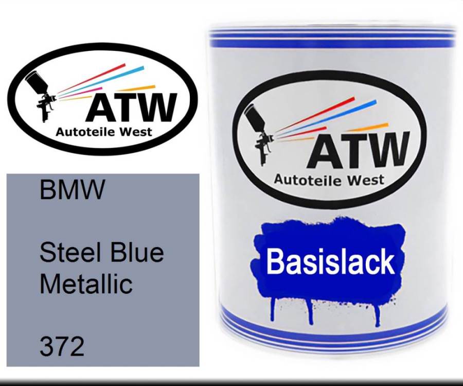 BMW, Steel Blue Metallic, 372: 1L Lackdose, von ATW Autoteile West.